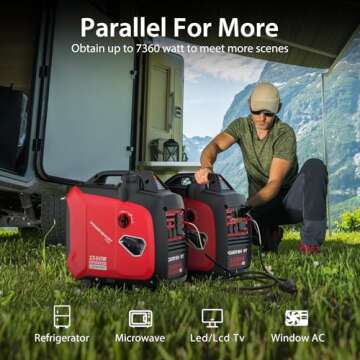 PowerSmart 2500-Watt Gas Powered Portable Inverter Generator, Super Quiet for Camping, Tailgating, Home Emergency Use, EPA Compliant 2024 Version