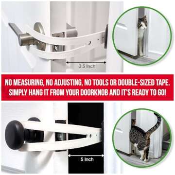 FlexLatch Cat Door Holder Latch - Bright White Cat Door Alternative Installs Fast Flex Latch Strap L...