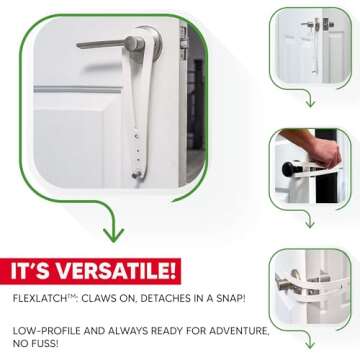 FlexLatch Cat Door Holder Latch - Bright White Cat Door Alternative Installs Fast Flex Latch Strap Let's Cats in and Keeps Dogs Out of Litter & Food. Safe Baby Proof One Piece No Measuring Extra Easy