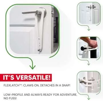 FlexLatch Cat Door Holder Latch - Bright White Cat Door Alternative Installs Fast Flex Latch Strap Let's Cats in and Keeps Dogs Out of Litter & Food. Safe Baby Proof One Piece No Measuring Extra Easy