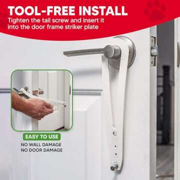 FlexLatch Cat Door Holder Latch - Bright White Cat Door Alternative Installs Fast Flex Latch Strap Let's Cats in and Keeps Dogs Out of Litter & Food. Safe Baby Proof One Piece No Measuring Extra Easy