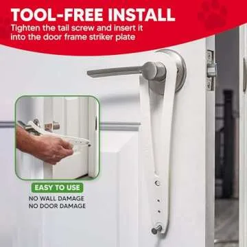 FlexLatch Cat Door Holder Latch - Bright White Cat Door Alternative Installs Fast Flex Latch Strap Let's Cats in and Keeps Dogs Out of Litter & Food. Safe Baby Proof One Piece No Measuring Extra Easy