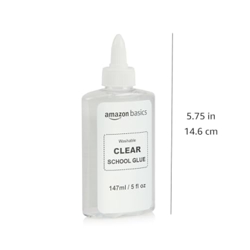 Amazon Basics Washable School Glue 5 fl.oz Clear Safe Non-toxic