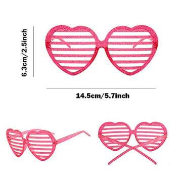 JAKADYUKS Valentines Day Glasses Party Favors, 6pcs Heart Shaped Glasses Photo Booth Props Bridesmaid Bridal Party Supplies Women Wedding Gifts Eyeglasses