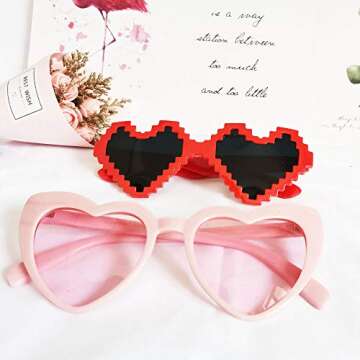 JAKADYUKS Valentines Day Glasses Party Favors, 6pcs Heart Shaped Glasses Photo Booth Props Bridesmaid Bridal Party Supplies Women Wedding Gifts Eyeglasses