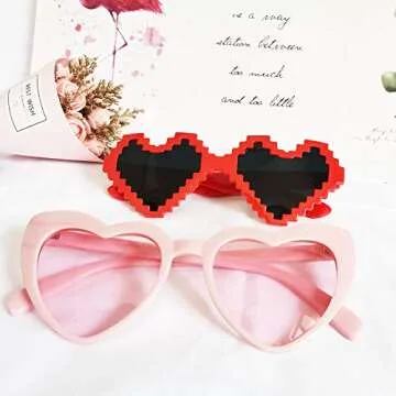 JAKADYUKS Valentines Day Glasses Party Favors, 6pcs Heart Shaped Glasses Photo Booth Props Bridesmaid Bridal Party Supplies Women Wedding Gifts Eyeglasses
