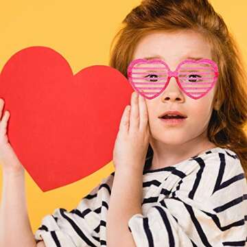 JAKADYUKS Valentines Day Glasses Party Favors, 6pcs Heart Shaped Glasses Photo Booth Props Bridesmaid Bridal Party Supplies Women Wedding Gifts Eyeglasses