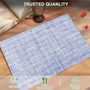 BETEAM Placemats Set of 8 Woven Vinyl Placemat for Dining Table Washable Wipeable Kitchen Place Mats...