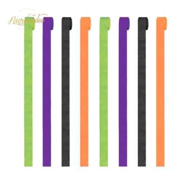 NICROLANDEE Halloween Party Supplies - 8 Rolls Black Orange Crepe Paper Streamers Tassels Streamer P...