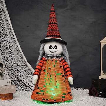 OVEELER Halloween Decorations Indoor - Lighted Moving & Spooky Laughing Witch Gnome for Halloween Pa...