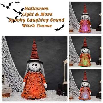 Spooky Lighted Witch Gnome for Halloween Decor