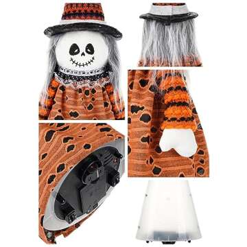 Spooky Lighted Witch Gnome for Halloween Decor