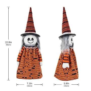 Spooky Lighted Witch Gnome for Halloween Decor