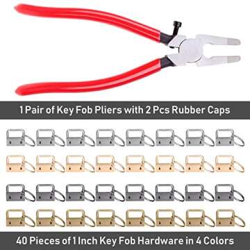 shynek Key Fob Hardware, Keychain Hardware Set Includes 40pcs Key Fob Hardware 1 Inch with Key Fob H...