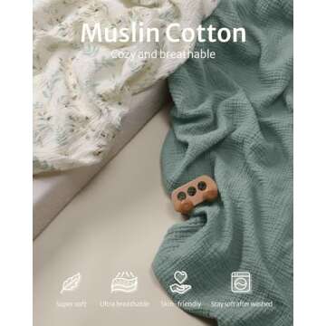 Blissful Diary Muslin Crib Sheets for Girl Boy, Boho Neutral Soft Cotton Baby Sheet for 52''x28'' St...