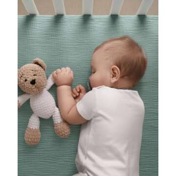 Blissful Diary Muslin Crib Sheets for Girl Boy, Boho Neutral Soft Cotton Baby Sheet for 52''x28'' Standard Crib Mattress, 1 Pack(Roman Green)