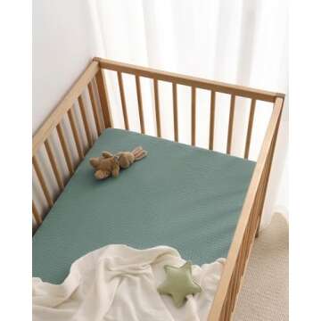 Blissful Diary Muslin Crib Sheets for Girl Boy, Boho Neutral Soft Cotton Baby Sheet for 52''x28'' Standard Crib Mattress, 1 Pack(Roman Green)