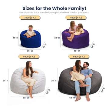 ULTIMATE SACK 6ft Bean Bag Chair, Oversize Bean Bag Chair for Adults, Comfy Chair Bean Bag Couch Lou...