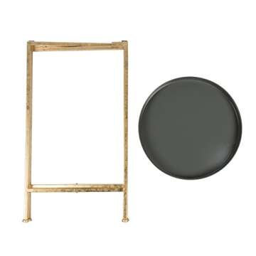 Kate and Laurel Celia Round Metal Foldable Tray Accent Table, Gray with Gold Base