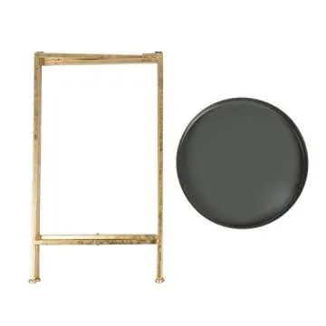 Kate and Laurel Celia Round Metal Foldable Tray Accent Table, Gray with Gold Base