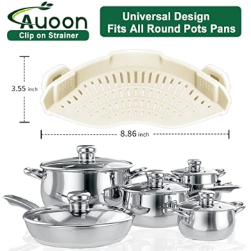 AUOON Silicone Clip-On Strainer for Quick Draining & Easy Storage