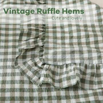 K MASANIJI 2 Pack Sage Green White Plaid Ruffle Euro Shams Pillow Covers 26x26 inches, 100% Cotton Gingham Checkered Farmhouse Pillowcases for Bed/Sofa (26x26 inches, Sage Green/White Plaid)