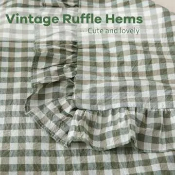 K MASANIJI 2 Pack Sage Green White Plaid Ruffle Euro Shams Pillow Covers 26x26 inches, 100% Cotton Gingham Checkered Farmhouse Pillowcases for Bed/Sofa (26x26 inches, Sage Green/White Plaid)