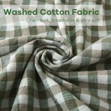 K MASANIJI 2 Pack Sage Green White Plaid Ruffle Euro Shams Pillow Covers 26x26 inches, 100% Cotton Gingham Checkered Farmhouse Pillowcases for Bed/Sofa (26x26 inches, Sage Green/White Plaid)