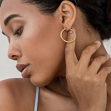 SWEETV 14k Gold Plated Hypoallergenic Hoop Earrings
