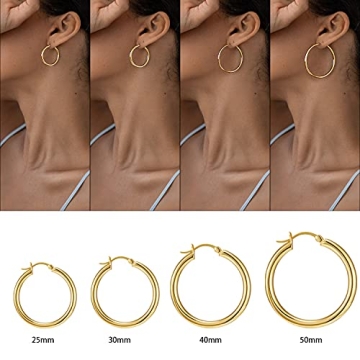 SWEETV 14k Gold Plated Hypoallergenic Hoop Earrings