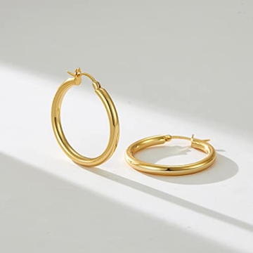 SWEETV 14k Gold Plated Hypoallergenic Hoop Earrings