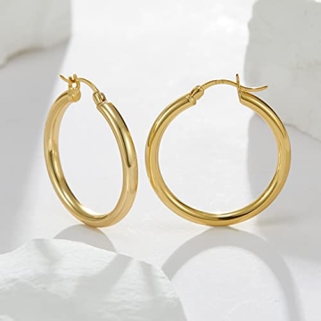 SWEETV 14k Gold Plated Hypoallergenic Hoop Earrings