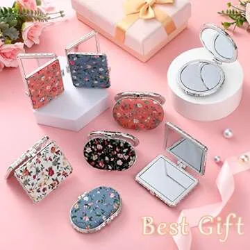 Blulu 24 Pcs Floral Compact Mirrors for Women