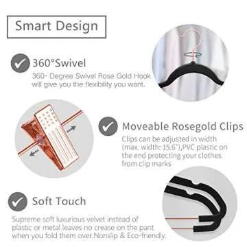 MIZGI Velvet Pants Hangers - Space Saving & Stylish