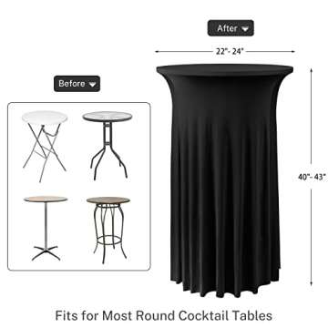 ANMINY Round Cocktail Table Covers - Elegant Ruffled Design for 24"x 43" Tables