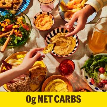 BRAMI Roman Lupini Bean Dip, Spread & Hummus | 0g Sugar, 0g Net Carbs | Keto, Vegan, Vegetarian, Mediterranean, Non-Perishable, Shelf-Stable, Low Carb, Low Calorie | 10oz (Garlic & Rosemary, 4 Count)