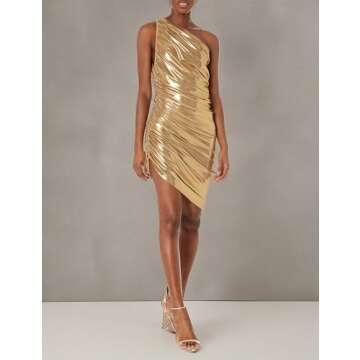 Norma Kamali Women's Diana Mini Dress, Gold, Medium