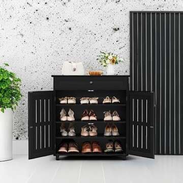 Yaheetech 4-Tier Shoe Storage Cabinet with Drawer