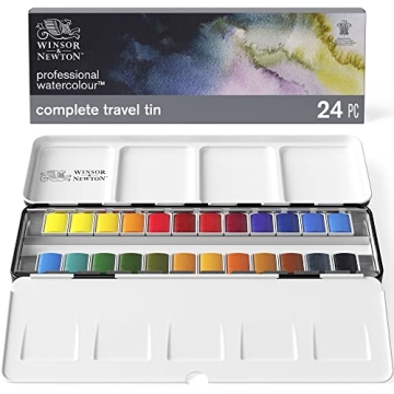 Winsor & Newton Professional Watercolor Paint Set, 24 Half Pans