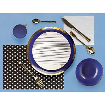 Trendables™ 40 - Pack Combo Premium Disposable Plastic Plates, Food Grade Elegant Plastic Dinner Plates - Glam Design Includes: 20 x 10.25" Dinner Plates & 20 x 8" Salad/Desset Plates