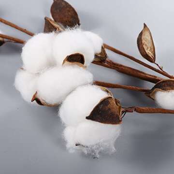 VGIA 20 Inch Cotton Stems for Rustic Decor and Weddings