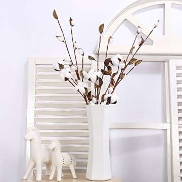 VGIA 20 Inch Cotton Stems for Rustic Decor and Weddings