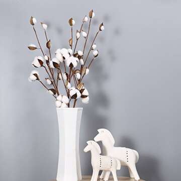 VGIA 20 Inch Cotton Stems for Rustic Decor and Weddings