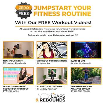 Leaps and ReBounds Trampoline for Adults And Kids - Rebounder with Online Workout Videos - For Outdo...