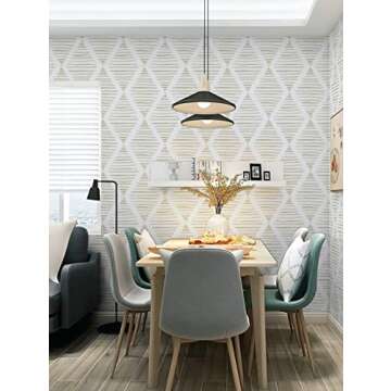 Micpolo 17.7"X118"Peel and Stick Wallpaper Beige and White Contact Paper Modern Stripe Self-Adhesive Wallpaper Geometric Removable Vinyl Decor
