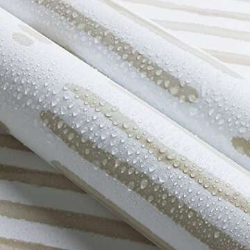 Micpolo 17.7"X118"Peel and Stick Wallpaper Beige and White Contact Paper Modern Stripe Self-Adhesive Wallpaper Geometric Removable Vinyl Decor