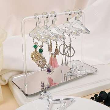 XINZHIDA Earring Rack with 8 Mini Hangers - Stylish and Functional Jewelry Organizer