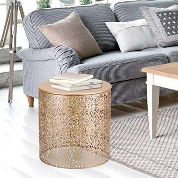 Joveco End Tables Set of 2- Golden Side Tables Elegant Coffee Table Nightstands Stools- Accent Nesting Side Tables for Living Room Bedroom and Entryway