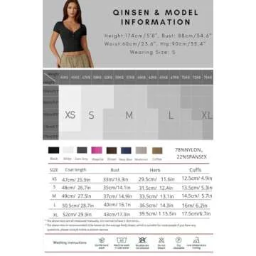 QINSEN Women's Sexy Short Sleeve Henley T Shirts Double Lined Button Up Slim Fit Crop Top Y2K Going Out Tops Black M
