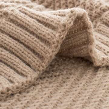 Elegant Long Create Taupe Knit Throw Blanket 50X60